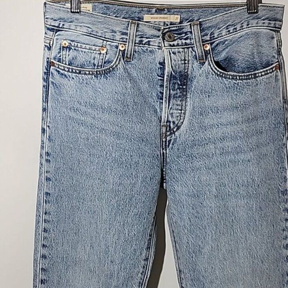 Levi's Premium Wedge Straight Button Fly Raw Hem Medium Wash Jeans W27 L28 - Picture 2 of 12